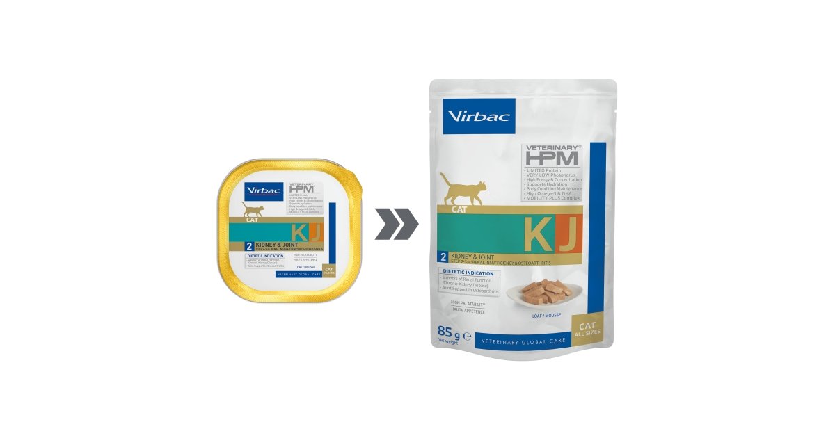 Kidney & Joint Cat Wet Food KJ2  Chronic Kidney Disease 12x85g - Virbac UK