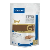 Virbac HPM Cat Digestive Support Gastro wet food pouch for cats, 85g pack with loaf mousse image.