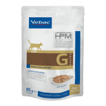 Virbac HPM Cat Digestive Support Gastro wet food pouch for cats, 85g pack with loaf mousse image.