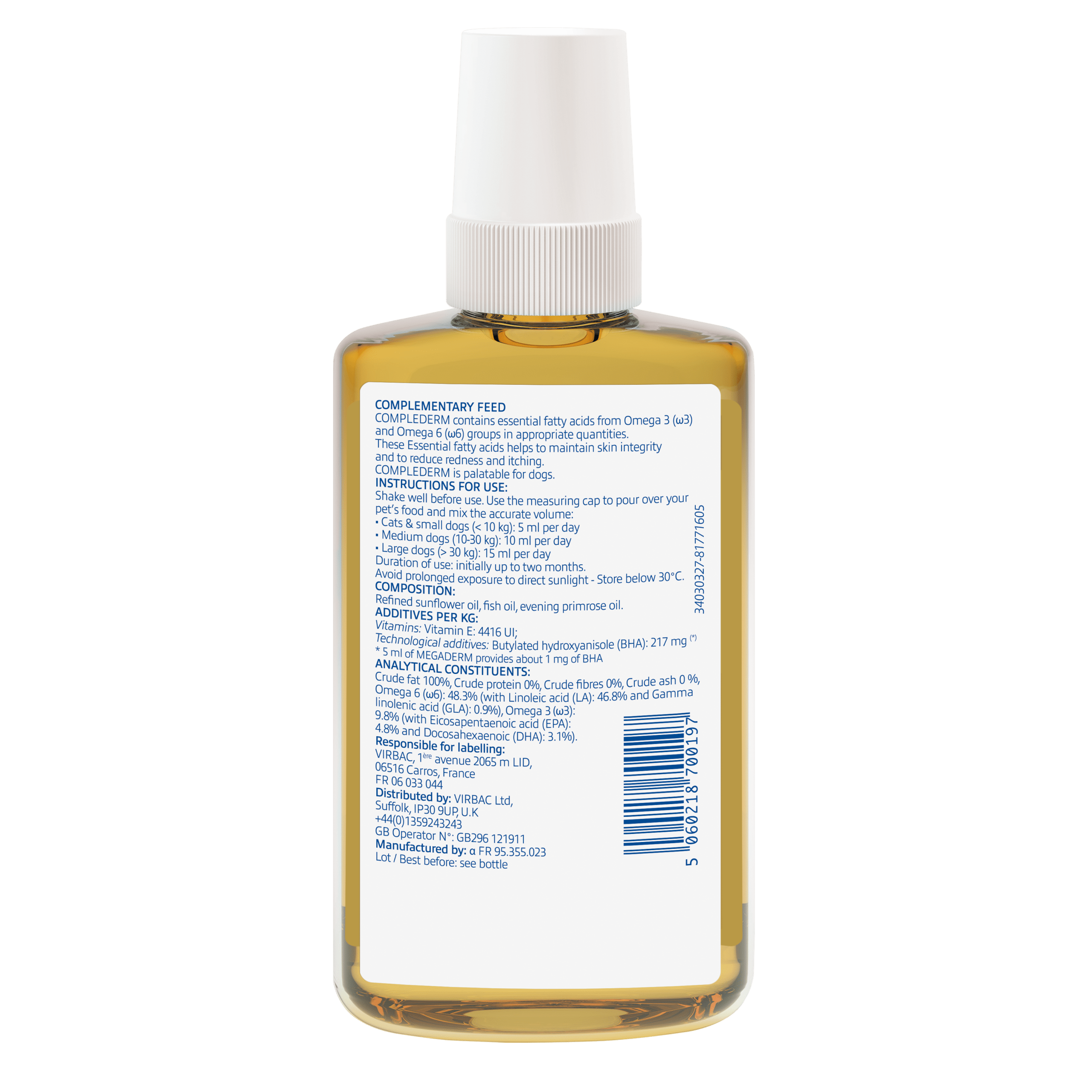 Complederm Nutritional Supplement for Dogs & Cats - Virbac UK