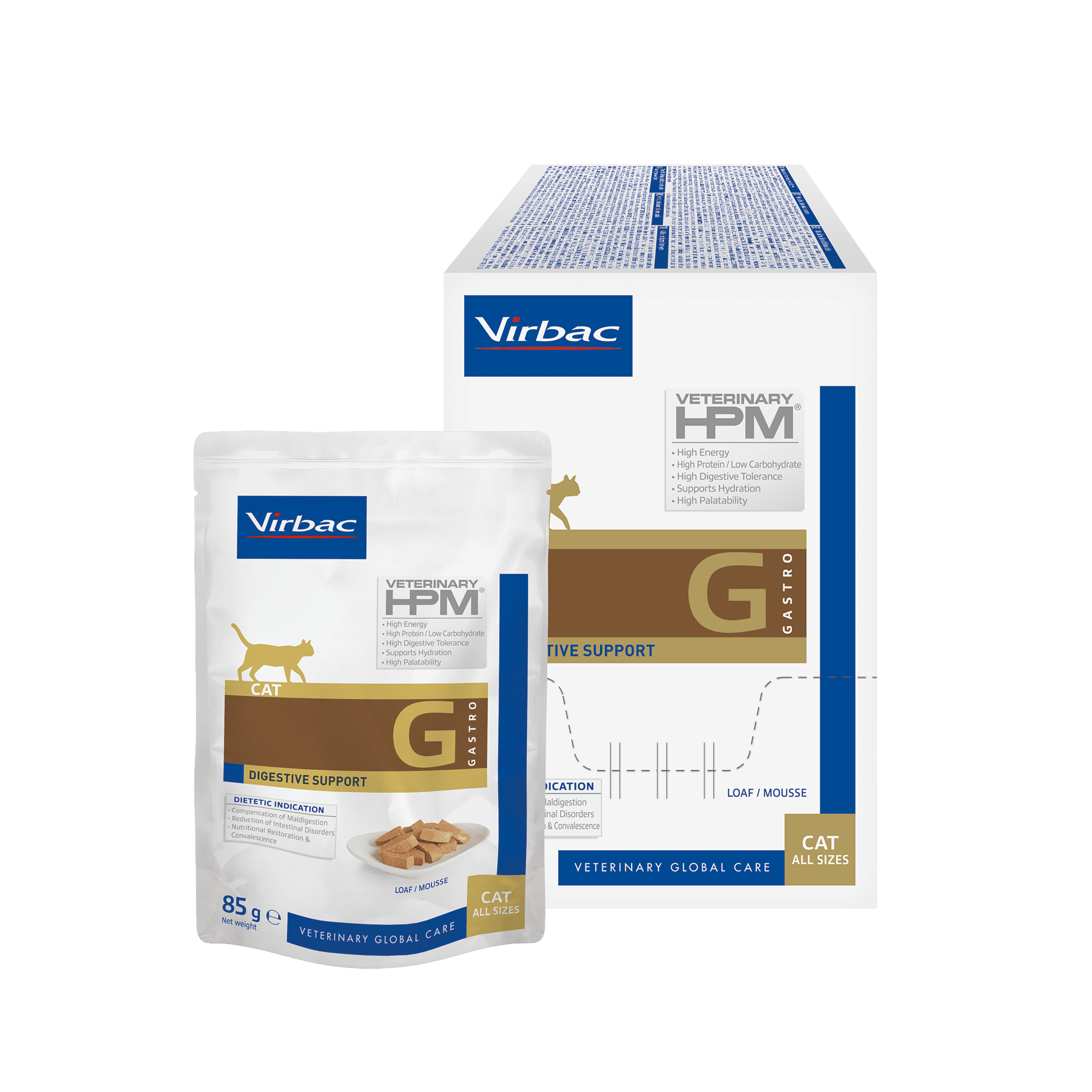 Digestive Support Cat Wet Food - For Sensitive Stomachs 12x85g - Virbac UK